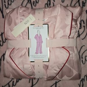 Victoria's Secret Glazed Satin Heart Long Pajama Set
